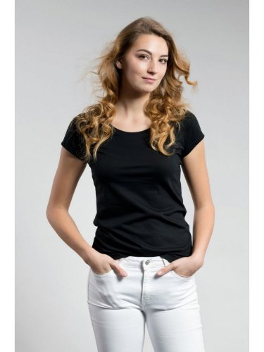 CityZen dámské bavlněné triko klasické s krátkým rukávem, černé
