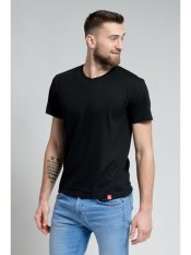CityZen pánské bavlněné triko s výstřihem V, kr. rukáv černé