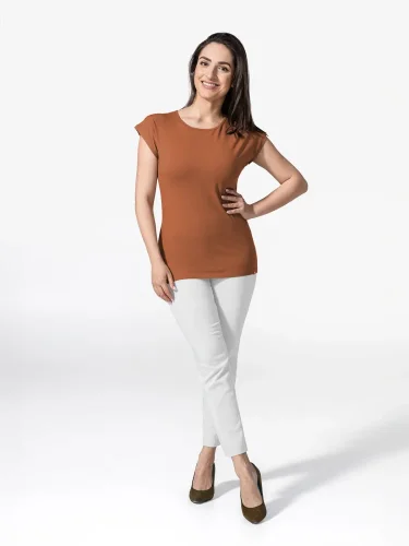 CityZen Alta dámské bavlněné triko kimonový rukáv skořicové