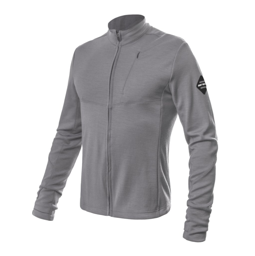 Sensor Merino Upper pánská mikina, celozip, Šedá