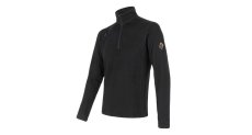 Sensor Merino Upper pánská mikina, krátký zip, Černá