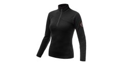 Sensor Merino Upper dámská mikina, krátký zip, Černá