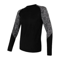 Sensor Merino Impress pánské tričko dlouhý rukáv černá/skulls