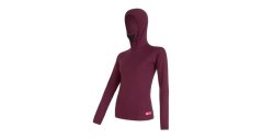 Sensor Merino Double Face dámske tričko s dlhým rukávom a kapucňou, Lilla (vínová)