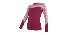 Sensor Merino Impress dámské tričko dlouhý rukáv lilla/pattern