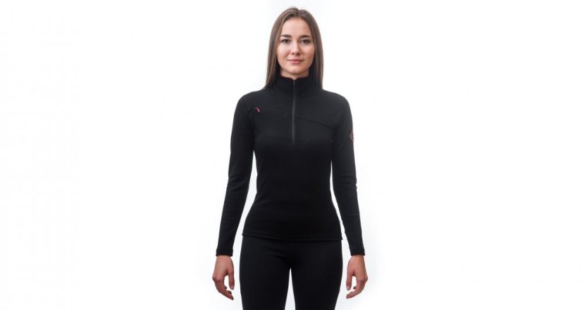 Sensor Merino Extreme Dámské tričko dlouhý rukáv, zip, černá
