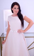 Leder-Pellicce LILIANA dámské letní šaty s páskem, béžové