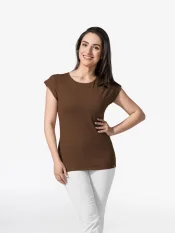 CityZen Alta dámske bavlnené tričko kimonový rukáv kávovo hnedé