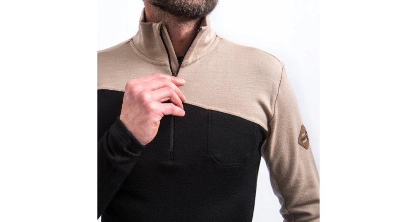 Sensor Merino Extreme Up pánská mikina dl.rukáv zip černá/almond beige