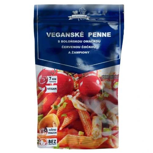 FDC Veganské penne s bolognese omáčkou – červená šošovica & šampiňóny