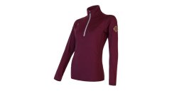 Sensor Merino Upper dámská mikina, krátký zip, Port red