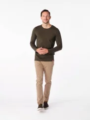 CityZen Cali pánske bavlnené tričko s dlhým rukávom Dark khaki