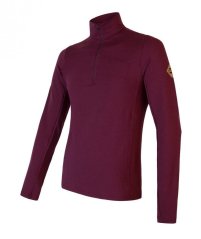 Sensor Merino Extreme pánske tričko s dlhým rukávom a krátkym zipsom, Port red