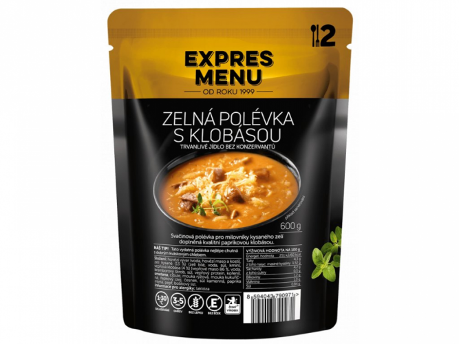 Expres menu Polévka zelná s klobásou - 2 porce, 600g