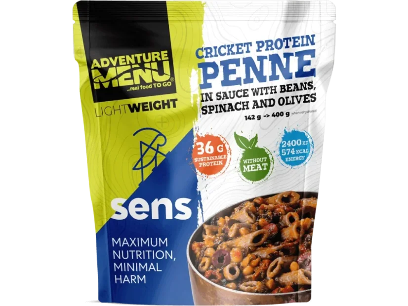 AdventureMenu Lightweight Cvrččí proteinové penne s kuřecím masem v kreolské om. 160g