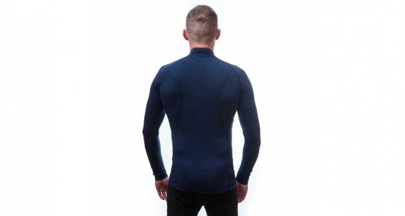 Sensor Merino Double Face pánské tričko dlouhý rukáv, zip deep blue