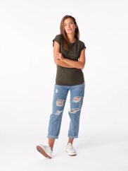 CityZen ALTA dámske bavlnené tričko s kimono rukávom a elastanem, dark khaki
