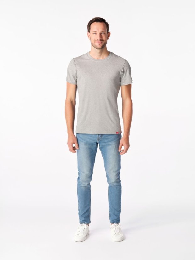 CityZen Davos pánske tričko slim fit sivá melanž