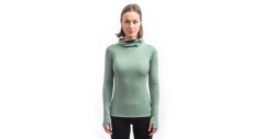 Sensor Merino DF dámské triko dl.rukáv s kapucí basil green