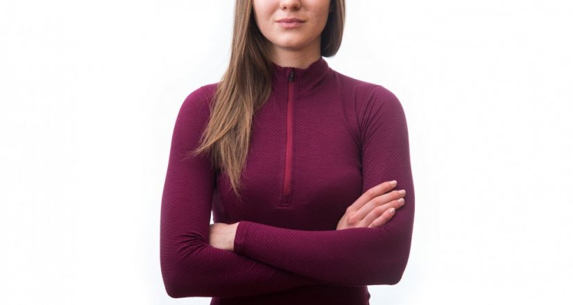 Sensor Merino Double face dámské tričko s dlouhým rukávem, krátký zip