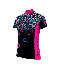 Nanosilver Cyklo dres Hexa černo růžový dámský