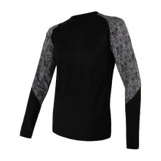 Sensor Merino Impress pánské tričko dlouhý rukáv černá/skulls