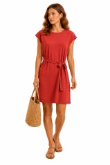 Sensor Merino Active dámske šaty s krátkym rukávom, terracotta