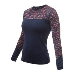 Sensor Merino Impress dámské tričko dlouhý rukáv deep blue/origami