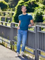 CityZen Davos pánske tričko slim fit modrozelené