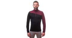 Sensor Merino Extreme pánske tričko s dlhým rukávom a krátkym zipsom, čierna/port red