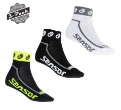 Sensor Ponožky 3-PACK Race lite small hands (černá, bílá, reflexní žlutá)