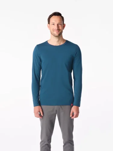 CityZen Cali pánske bavlnené tričko dlhý rukáv modrozelené