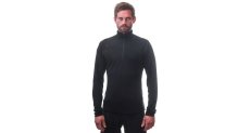 Sensor Merino Upper pánská mikina, krátký zip, Černá