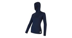 Sensor Merino Double Face dámské tričko s dlouhým rukávem a kapucí, Deep blue