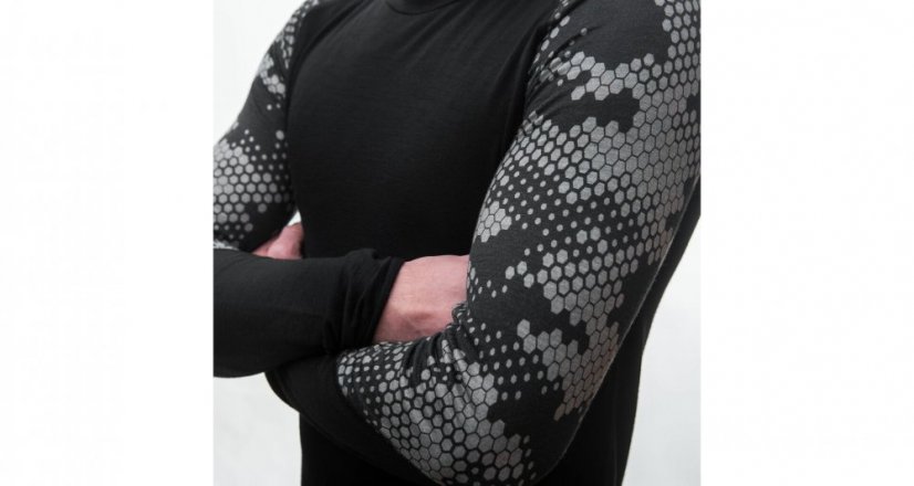 Sensor Merino Impress pánské tričko s dlouhým rukávem černá/honeycomb