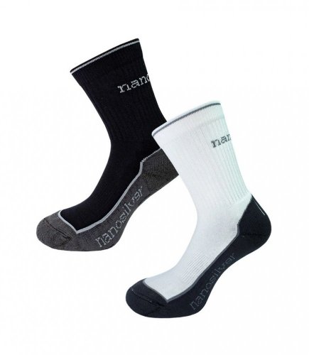 Nanosilver Sportovní termo ponožky se stříbrem bíla, černá