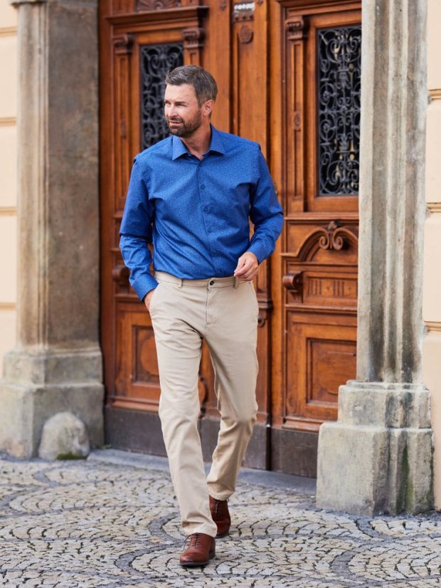 CityZen CHICO – Pánská elegantní košile, tmavě modrá vzor lístky