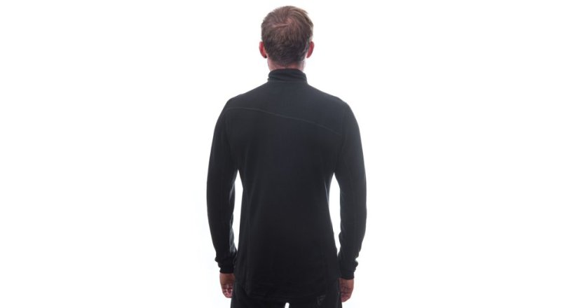 Sensor Merino Upper pánská mikina, krátký zip, Černá