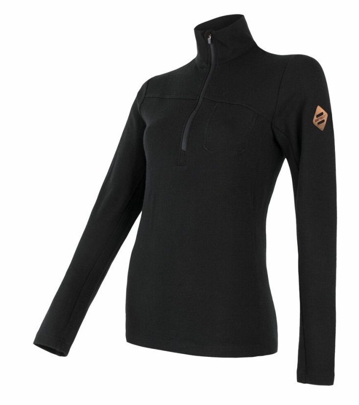 Sensor Merino Extreme Dámské tričko dlouhý rukáv, zip, černá