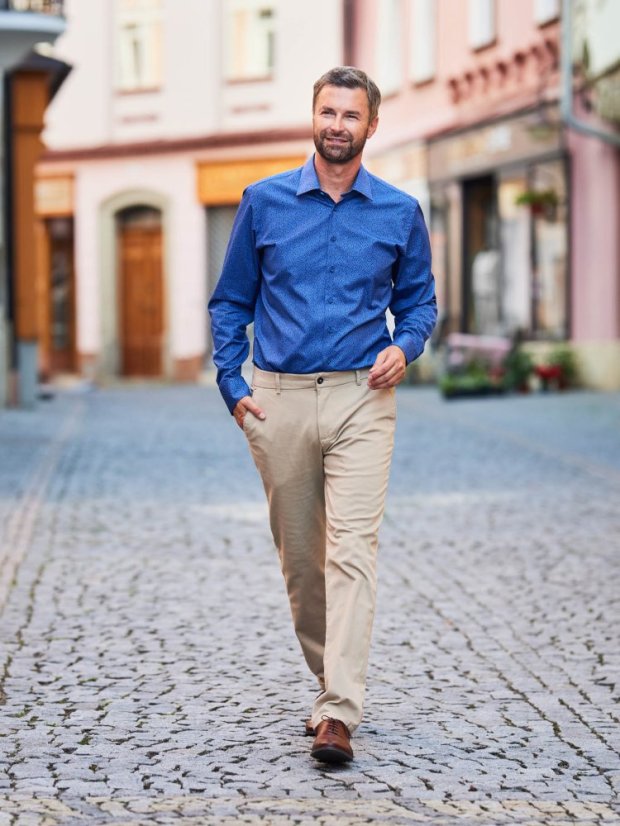 CityZen CHICO – Pánská elegantní košile, tmavě modrá vzor lístky