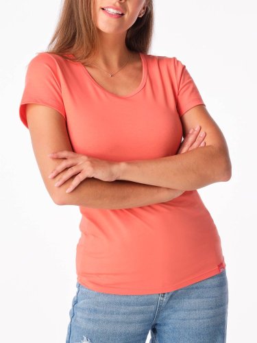 CityZen Breda dámské bavlněné triko klasické, s krátkým rukávem, korálové