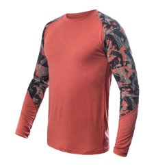 Sensor Merino Impress pánské tričko s dlouhým rukávem terracotta/rush