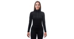 Sensor Merino Upper dámská mikina, krátký zip, Černá
