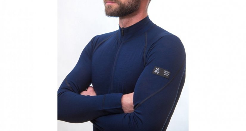 Sensor Merino Active pánské triko dlouhý rukáv, zip deep blue
