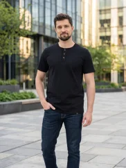 CityZen Ermont pánské bavlněné triko s krátkým rukávem, černé