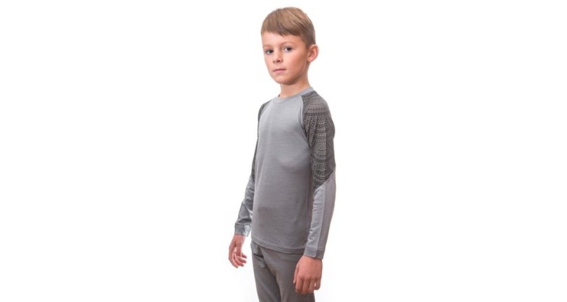 Sensor Merino Impress dětský set – tričko a spodky, Šedá/maori