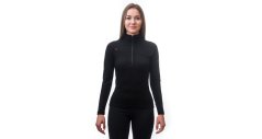Sensor Merino Upper dámská mikina, krátký zip, Černá