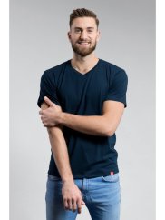 CityZen Bondy pánské bavlněné triko kr. rukáv, výstřih do V, Navy