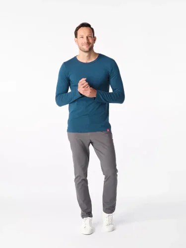 CityZen Cali pánske bavlnené tričko dlhý rukáv modrozelené