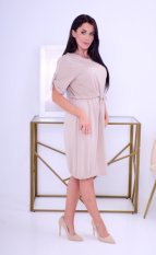 Dámské volnočasové šaty MIRKA s páskem, béžové – Leder-Pellicce